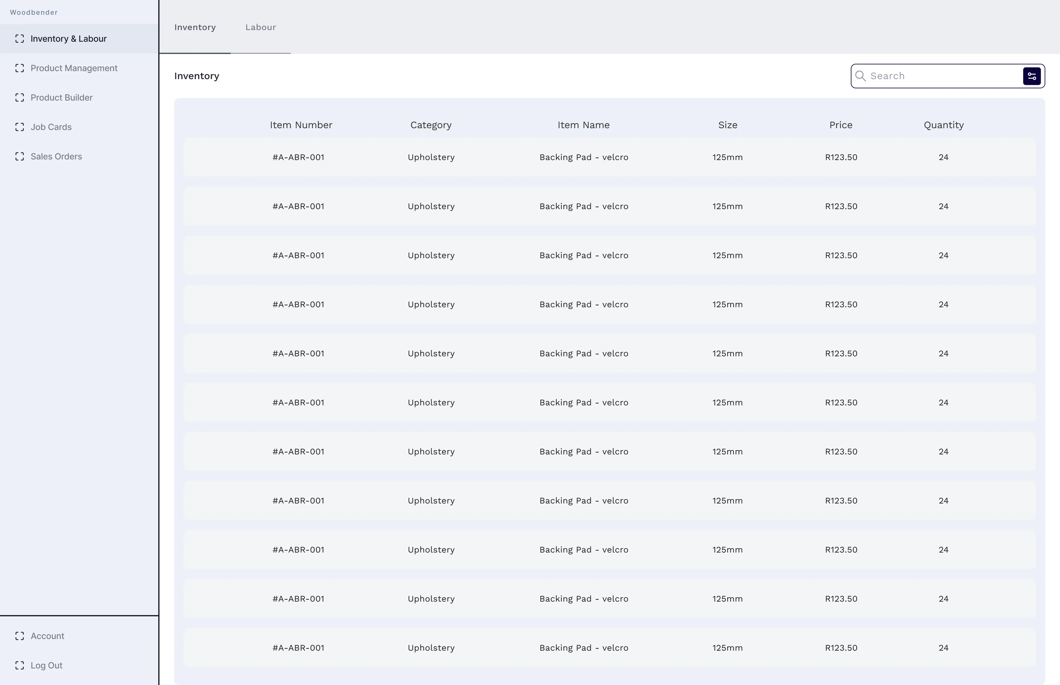 Woodbender Wireframes